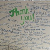 The "Thank You" wall listing all those businesses and organizations who provided supplies or labor, often donated or at reduced prices, in the renovation of the Lima Area Habitat Center.